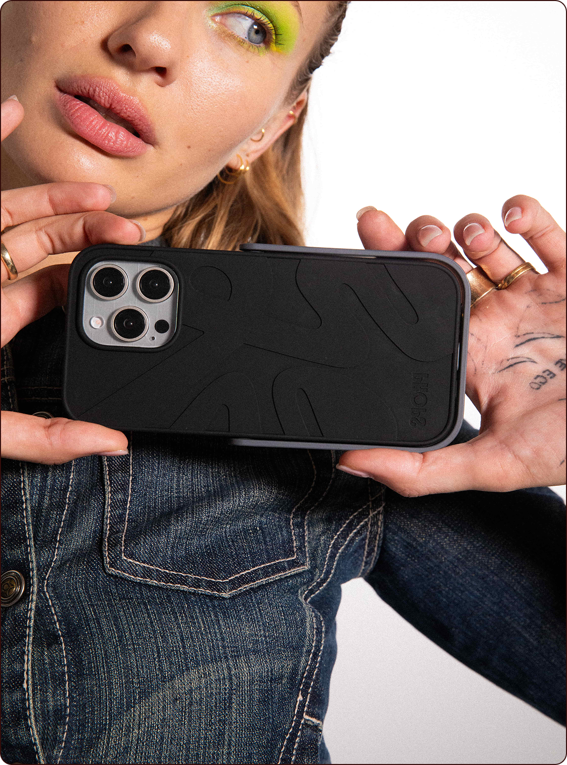 Girl holding black Props iPhone case